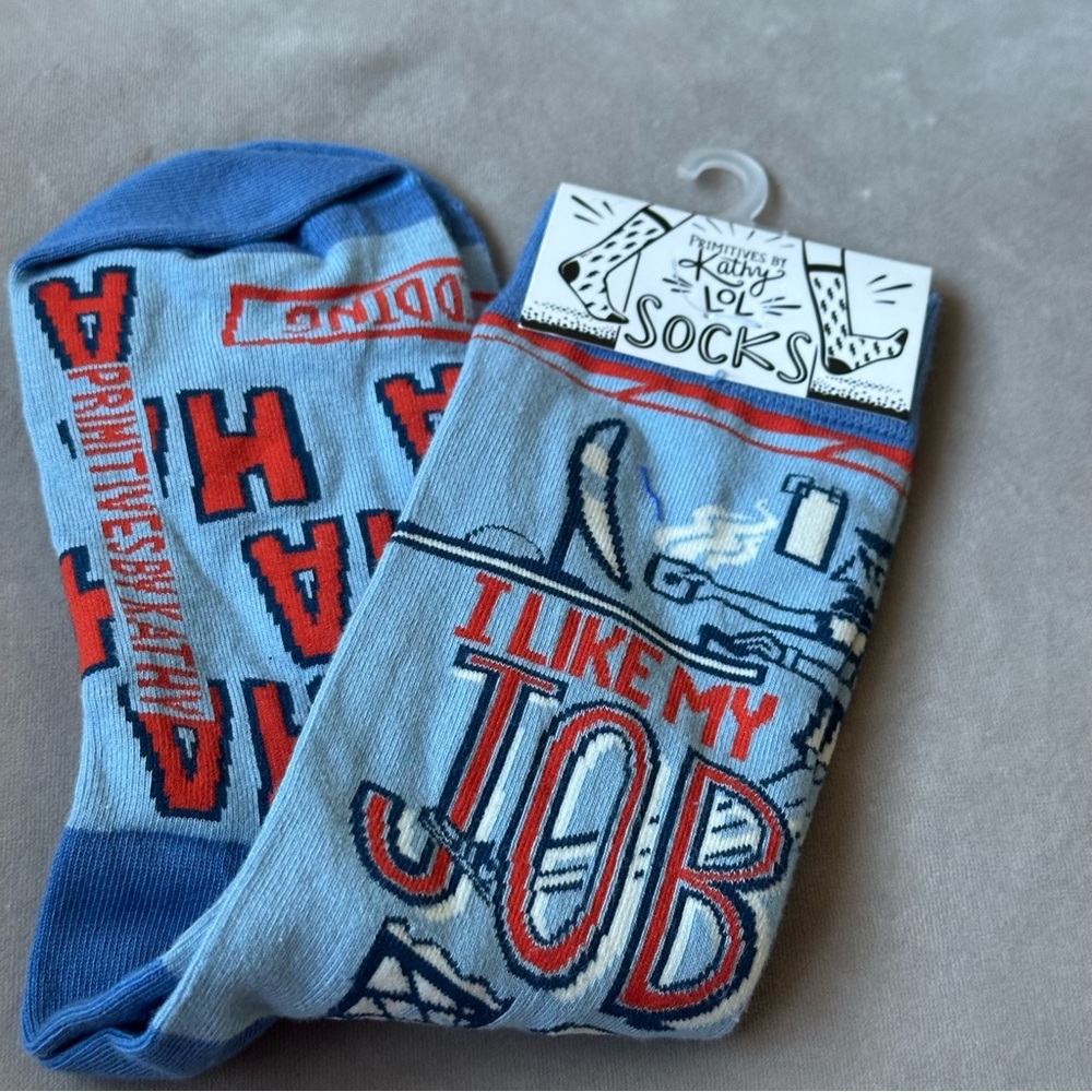 Primitives by Kathy LOL Socks I Like My Job Ha Ha Ha Just Kidding Unisex NWT